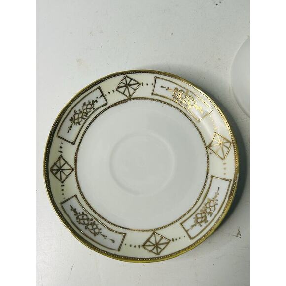 Vintage Hand Painted Nippon Japan Tea Cup & Saucer Gold Flowers Diamonds Teacup - Picture 8 of 11